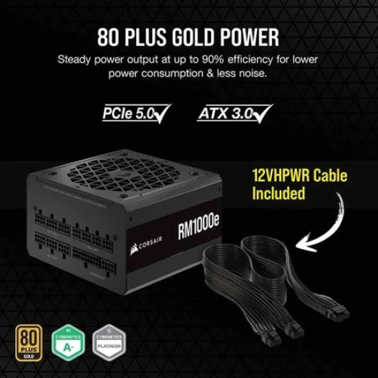Corsair RMe Series RM1000e 1000W PG5 80 PLUS Gold Certified Power Supply